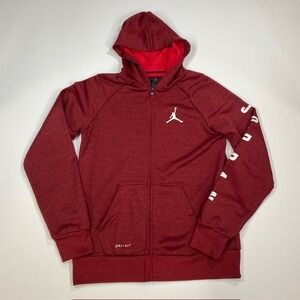Air Jordan Jump Man Dri Fit Full Zip Hoodie Jacket Red White Youth XL 18-20 Boys